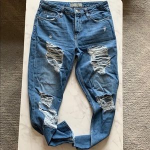 TOPSHOP Moto ripped distressed jean cheeky 26 W